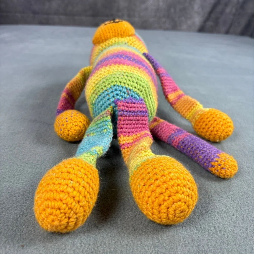 Handmade Crochet Rainbow Striped Monkey‎ Plush Amigurumi 16 inch Toy